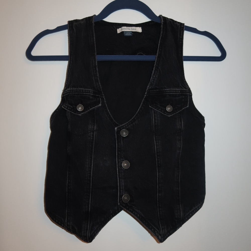 American Eagle Outfitters Black Denim Vest